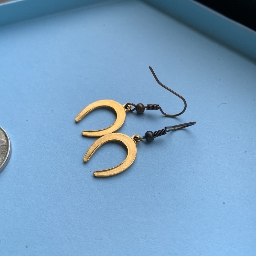 Horseshoe Gold Tone Earrings - Picture 3 of 3